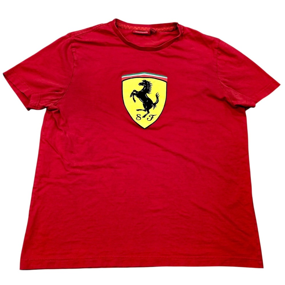 Scuderia Ferrari Shirt Mens XL Red Short Sleeve Crew Neck Cotton Blend T-Shirt